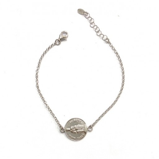 Pulsera Virgen de Leyre en plata de ley