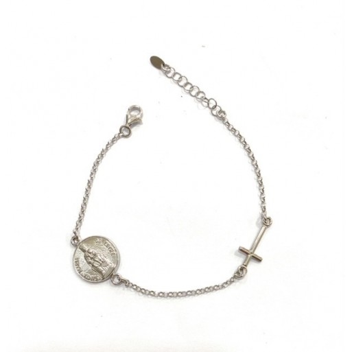 Pulsera Virgen de Leyre en plata de ley