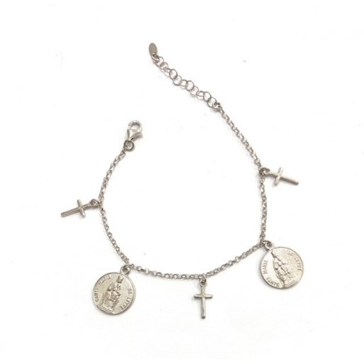 Pulsera Virgen de Leyre en plata de ley
