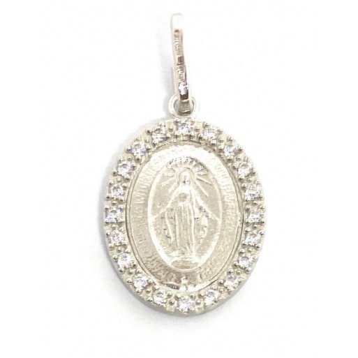 Medalla Virgen De La Milagrosa Plata De Ley Y Circonitas 17 mm