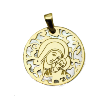 Medalla Virgen del Camino plata de ley y nácar®. 25mm