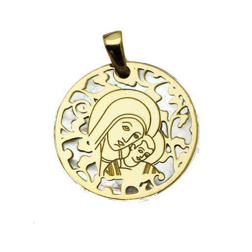 Medalla Virgen del Camino plata de ley y nácar®. 25mm