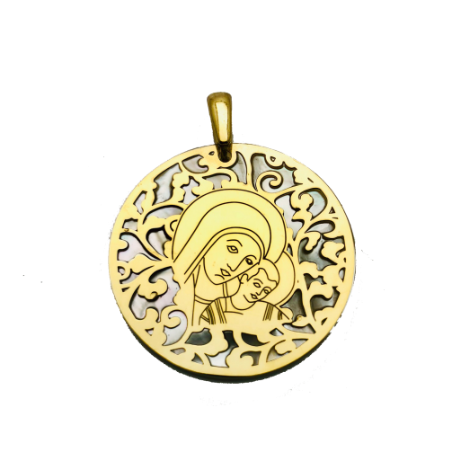 Medalla Virgen del Camino en plata de ley y nácar®. 35mm