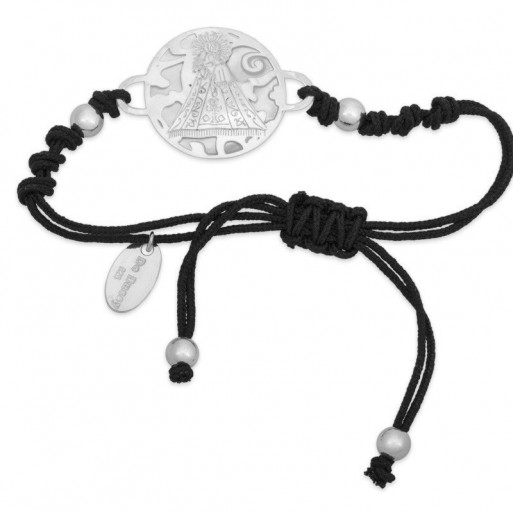 Pulsera Virgen Monserrate plata de ley y nácar®. 25mm