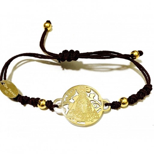 Pulsera Virgen de la Salud plata y nácar. 20mm