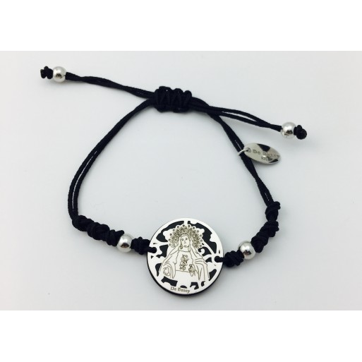 Pulsera Virgen de Amargura (Paso Blanco de Lorca) plata de ley y ónix®. 20mm