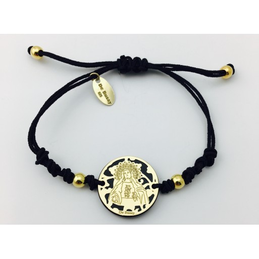 Pulsera Virgen de Amargura (Paso Blanco de Lorca) plata de ley y ónix®. 20mm