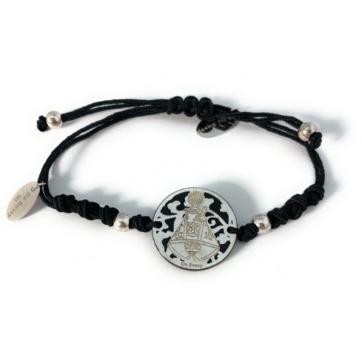 Pulsera Virgen de Covadonga o Virxe de Cuadonga plata de ley y ónix®. 20mm